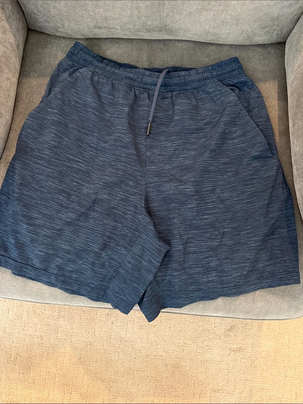 lululemon athletica Men's Heathered Dark Blue Athletic Shorts